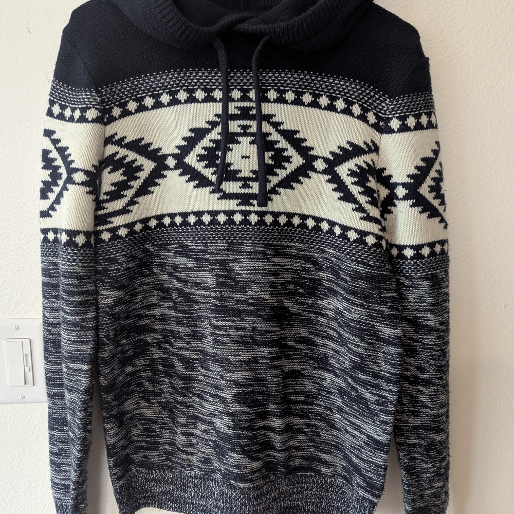 Icelandic/Nordic Sweater In Classic Blue And White. Also A Hoodie!